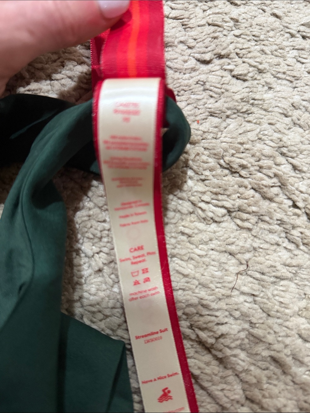 NWOT Left On Friday Dark Green One-Piece with Pink Logo size S - Picture 6 of 8